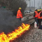 flaming train tracks