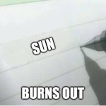 death note blank | SUN; BURNS OUT | image tagged in death note blank | made w/ Imgflip meme maker