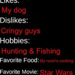 Fun Facts About Me... | Jesus_Loves_09; Alyssa; 14; female; 136; 5'6; 2024-05-22; I am a Jesus freak; My dog; Cringy guys; Hunting & Fishing; My mom's cooking; Star Wars; Dr. Pepper; WOULD YOU REALLY THINK I WOULD SHOW MY FACE? | image tagged in imgflip id card | made w/ Imgflip meme maker