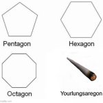 And kids, that's why we shouldn't smoke. | Yourlungsaregon | image tagged in memes,pentagon hexagon octagon | made w/ Imgflip meme maker