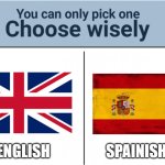 you can pick only one choose wisely | SPAINISH; ENGLISH | image tagged in you can pick only one choose wisely | made w/ Imgflip meme maker