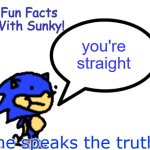 I sent this to my absolutely gay guy bff :0 | you're straight; he speaks the truth | image tagged in fun facts with sunky | made w/ Imgflip meme maker