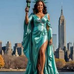 Kamala Harris keeping America free. Statue of Liberty