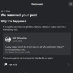 We removed your post