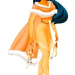 Pocahontas in a winter dress with ornaments