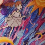 Dancing girl in space drawing meme