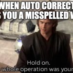 Otto correct | WHEN AUTO CORRECT GIVES YOU A MISSPELLED WORD | image tagged in hold on this whole operation was your idea | made w/ Imgflip meme maker