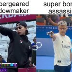 he only got silver because getting gold would break his cover | super bored
assassin; supergeared
widowmaker | image tagged in olympics,funny,memes,relatable,fun,gun | made w/ Imgflip meme maker