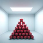 Stack of apples inside of an empty white room