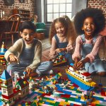 Kids playing with LEGO