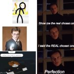 PROTECT HIM AT ALL COSTS | Show me the real chosen one; I said the REAL chosen one; Perfection | image tagged in perfection,the chosen | made w/ Imgflip meme maker