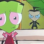 Dib angrily looking at Zim