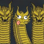 Three headed dragon, dumb in middle