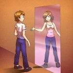 tu te vois en fille dans le miroir