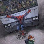 Spiderman saving kid