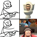 The virgin Skibidi Toilet vs The Chad Classic Gmod Freaks | image tagged in newspaper guy,gmod,garry's mod,rage comics,newspaper,stickman | made w/ Imgflip meme maker