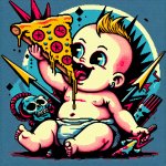 baby eating pizza