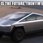 Tesla nooo! | IF THIS IS THE FUTURE, THEN I’M SCAWD. | image tagged in elon tesla amish cyber truck,future,funny,oh wow are you actually reading these tags | made w/ Imgflip meme maker