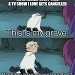 the owl house Hunter's Grave. | ME LITERALLY EVERY TIME A TV SHOW I LOVE GETS CANCELLED | image tagged in this is my grave,the owl house memes,toh memes,the owl house hunter memes,the owl house,toh | made w/ Imgflip meme maker