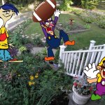 Wario and Waluigi dies by getting beat up by Rolf after accidentally breaking Rolf's windows next door while playing football | image tagged in floral landscape,ed edd n eddy rolf,wario,waluigi,wario dies,crossover | made w/ Imgflip meme maker