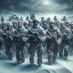 Army in snowstorm