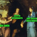 right choice | CRYPTO ENTHUSIASTS; SAFE CRYPTO INVESTMENTS; $HEX TOKEN | image tagged in distracted boyfriend 18th century | made w/ Imgflip meme maker