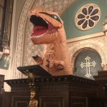 Poor Pastor Jeff | I FEEL BAD FOR PASTOR JEFF; HE HAD TO EXPLAIN DINOSAURS TO THE KIDS | image tagged in t-rex preacher | made w/ Imgflip meme maker