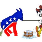 Goofy and Mickey try to help Democrats drink the water meme