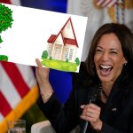 Kamala holds sign with plan for new homeowners