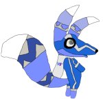 Blue Super Pretztail, standing up, curious