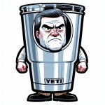 Frustrated person in a yeti tumbler costume