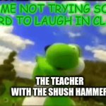 WAHH | ME NOT TRYING SO HARD TO LAUGH IN CLASS; THE TEACHER WITH THE SHUSH HAMMER | image tagged in gifs,mario bros views | made w/ Imgflip video-to-gif maker