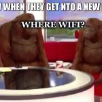 I am currently yapping in facts! | KIDS NOW WHEN THEY GET NTO A NEW BUILDING:; WHERE WIFI? | image tagged in orangutan interview,wifi | made w/ Imgflip meme maker