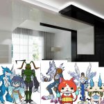 Exveemon and Friends having a party in their house | image tagged in bedroom,digimon,yokai watch,anime,crossover | made w/ Imgflip meme maker