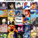 favorite character bingo | image tagged in character bingo,favorite,bingo,comics/cartoons,videogames,anime | made w/ Imgflip meme maker