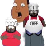 Ollie Family Guy and Two South Park Chefs PNG