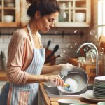 Woman doing dishes