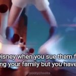 Disney nut allergy lawsuit | Disney when you sue them for murdering your family but you have Disney+ | image tagged in gifs,disney,disney lawsuit | made w/ Imgflip video-to-gif maker