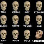 Round | FLAT EARTHERS | image tagged in idiot skull,flat earth,memes,funny,oh wow are you actually reading these tags,stop reading the tags | made w/ Imgflip meme maker