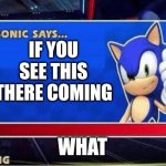 Your dead | IF YOU SEE THIS THERE COMING; WHAT | image tagged in sonic says | made w/ Imgflip meme maker