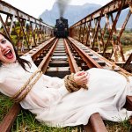 Woman On Railway Tracks