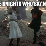 Nei | THE KNIGHTS WHO SAY NEI? | image tagged in black knight | made w/ Imgflip meme maker