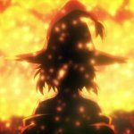 Megumin standing in front of her first explosion