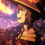 Megumin watching her first explosion