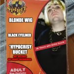 JD Vance Halloween Costume: | BLONDE WIG; BLACK EYELINER; *HYPOCRISY BUCKET; NOT INCLUDED BUT HIGHLY ENCOURAGED. | image tagged in jd vance aka anita couch costume | made w/ Imgflip meme maker