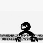 MEme time | THE STARE YOU GIVE WHEN YOU FEEL THE GROCERY BAGS START RIPPING | image tagged in gifs,memes,lol | made w/ Imgflip video-to-gif maker