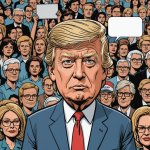 Donald Trump with AI Generated Crowd by Carrie Cature