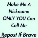 Nickname repost if brave meme