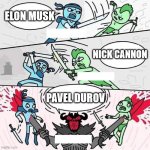 Having lots of kids | ELON MUSK; NICK CANNON; PAVEL DUROV | image tagged in sword fight,elon musk,pavel durov,nick cannon,kids | made w/ Imgflip meme maker