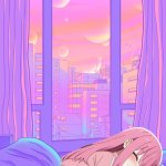 Hitori sleep | image tagged in neon bedroom background,sleeping | made w/ Imgflip meme maker